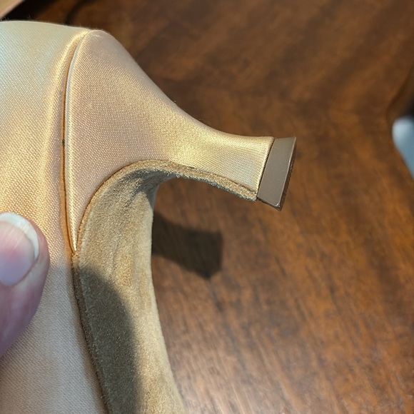 Ballroom dance shoes  satin  light Peach/rose gold  rhinestone buckle
Leather so - Picture 14 of 16